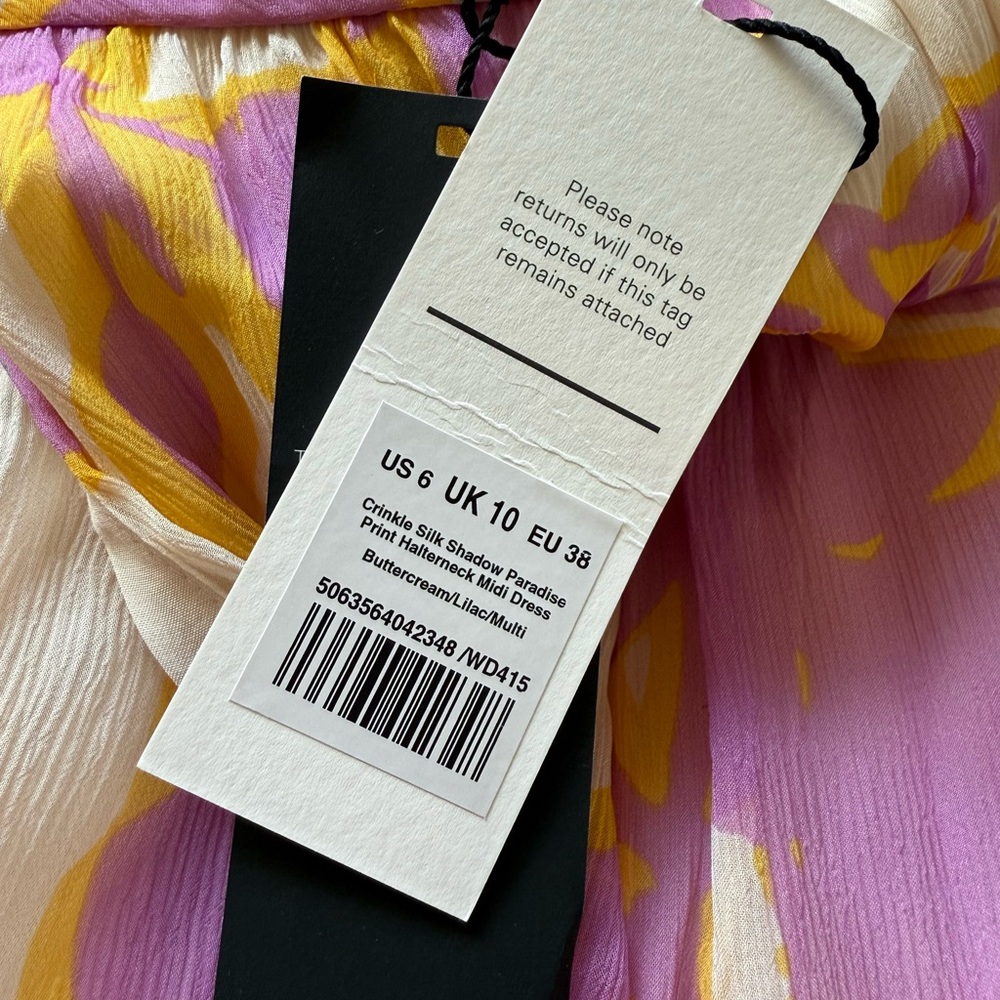 ME+EM Pink and Cream Floral Halter Midi Dress New with Tags - Picture 7 of 8